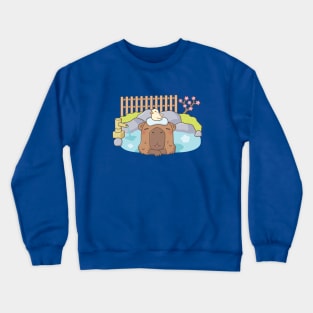 Cute Capybara Relaxing in Onsen Hot Spring Crewneck Sweatshirt